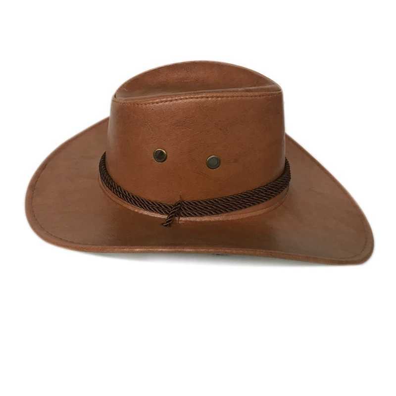 WZCX Wide Brim Solid Color Mens Outdoor Spring Autumn Cowboy Hat Adjustable Personalized Party Jazz Hat Top C W241225
