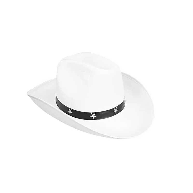 Retro Western Cowboy Hat Star Rivet Black Wool Jazz Hat Mens Ethnic Style Felt Jazz Hat Fedora Hat Hombre Cs W241225