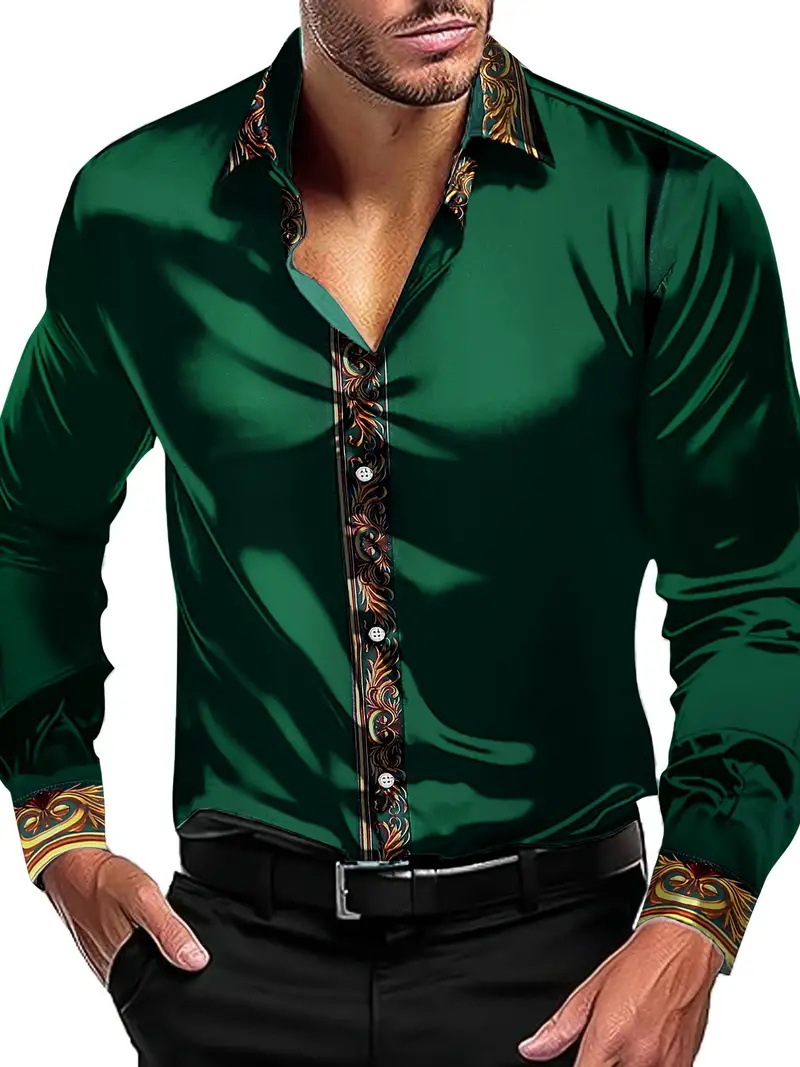 hot sale mens blouse shirts designer polos high quality Luxurious Casual Vintage Printed Long Sleeve Tshirt Party TShirts Dress Male Elegant shirt Top