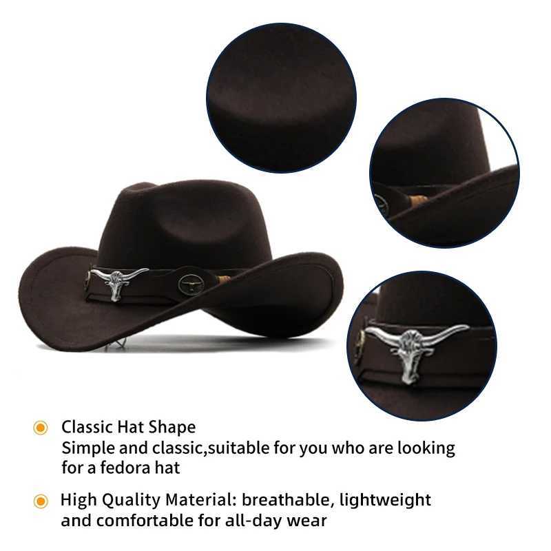 Cowboy Hat Gentleman Fedora Felt Jazz Hat New Womens Roll Brim Wool Cheu Western Sombrero Hombre C Cowboy Hat Cowboy Hat W241225