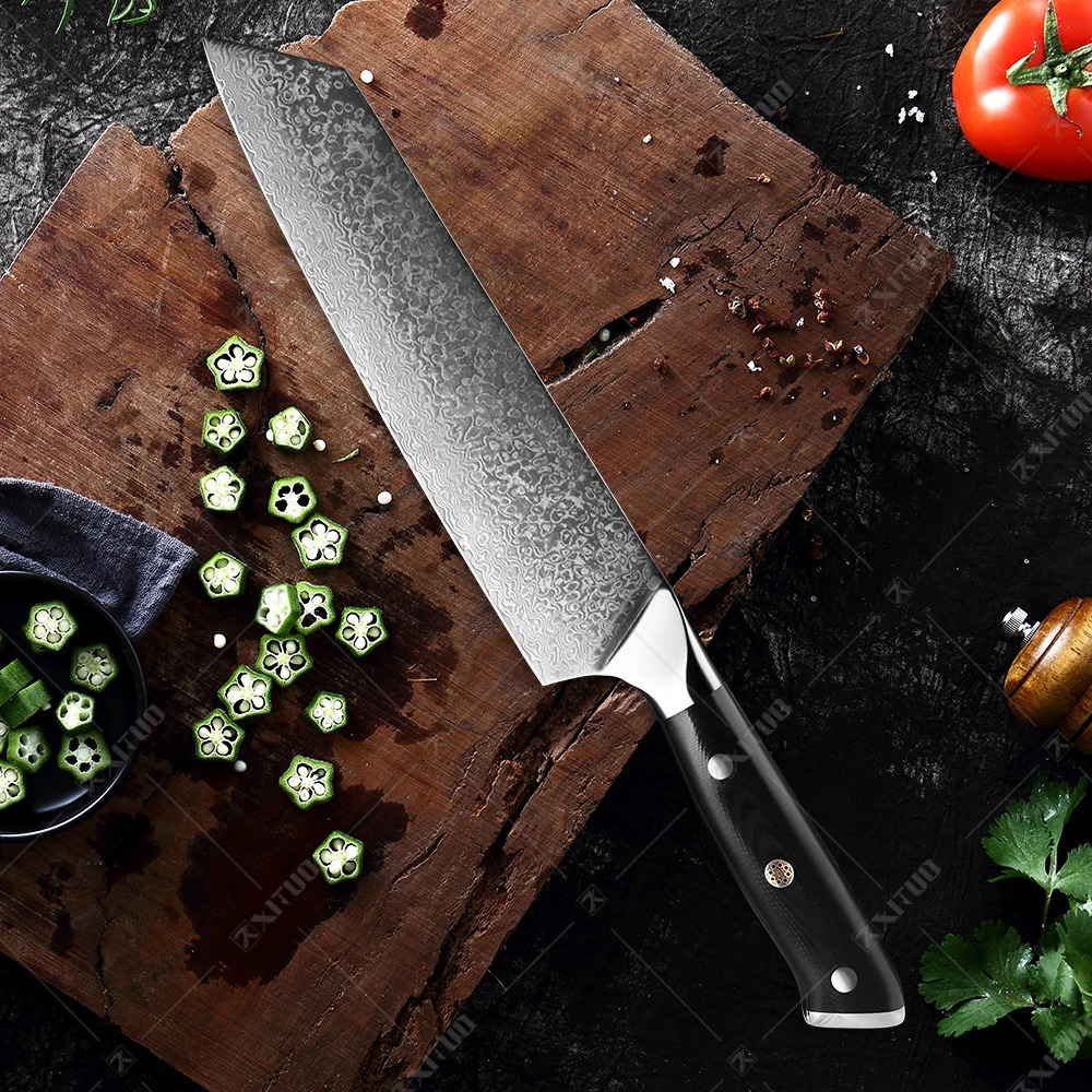 XITUO Damascus Kitchen Knife 1-9PC 67th Floor Japanese Damascus Steel Chef Knife Sharp Sankotu Cleaver Boning Paring Knife G10 Hand 241225
