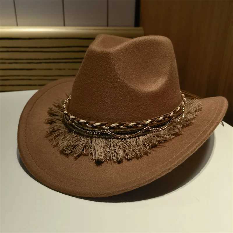 Fedora Hat Cowboy Western Cowboy Mens Hat Panama Outdoor Wide Brim Solid Khaki Coffee Black Outdoor C Sombrero Vaquero New W241225