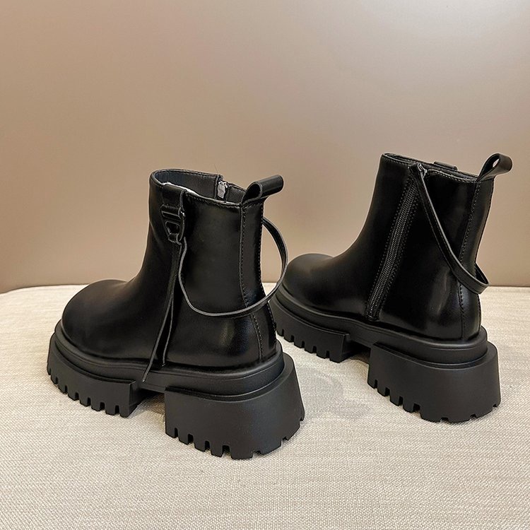 Big Round Black Toe New Arrivals Boots For Women And Women Ankle High Flat With Solid Handmade Fashion Casual All-match Shoes b984