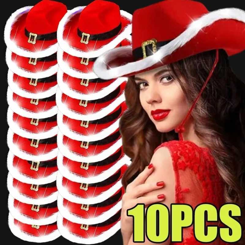 1/10 piece Christmas luminous denim hat winter womens soft and comfortable wide Brim Cs fashionable adjustable party role-playing props W241225