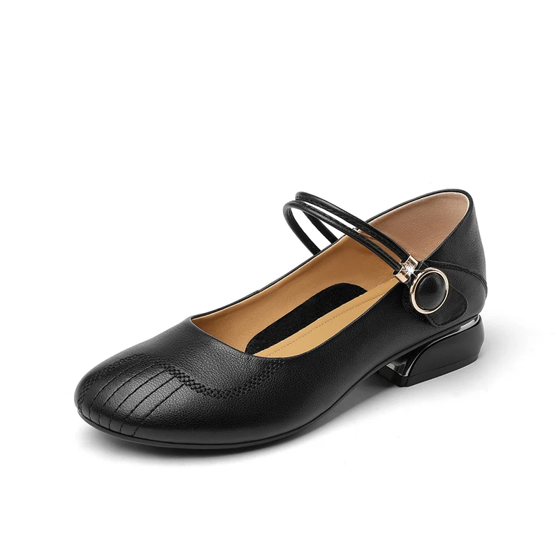 AIYUQI Women's Mary Jane Shoes Genuine Leather Red Spring Shoes Women Large Size Ladies Shoes