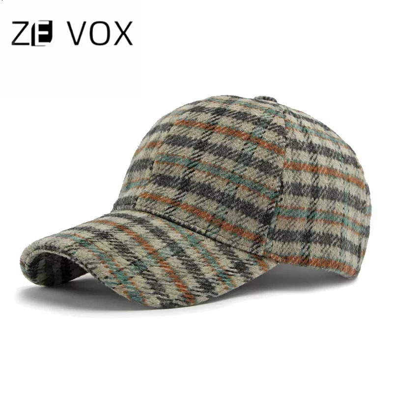 Thick Windproof Wool Check Baseball Cap Truckers Hat Outdoor Winter Structured Plaid Checked Print for Men Women Keep Warm 241225