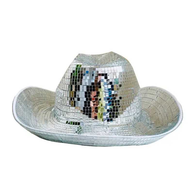 Mirror disco cowboy hat reflective sequins amazing disco C suitable for women exquisite cowboy hat stage props W241225