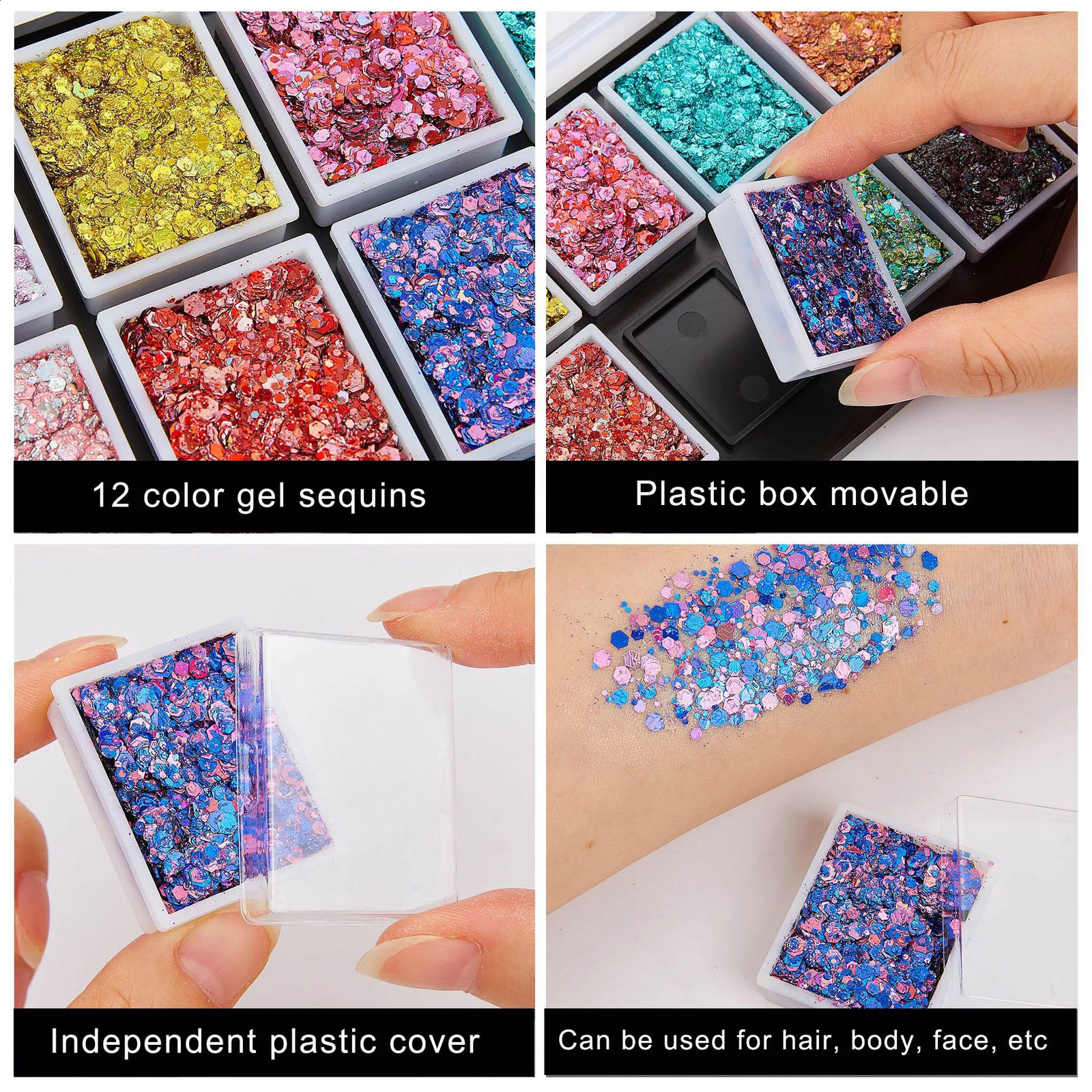 Christmas Sequins Decorative Body Cream Luminous Holographic Multicolor UV Chunky Glitter Gel Paste Palette 241226