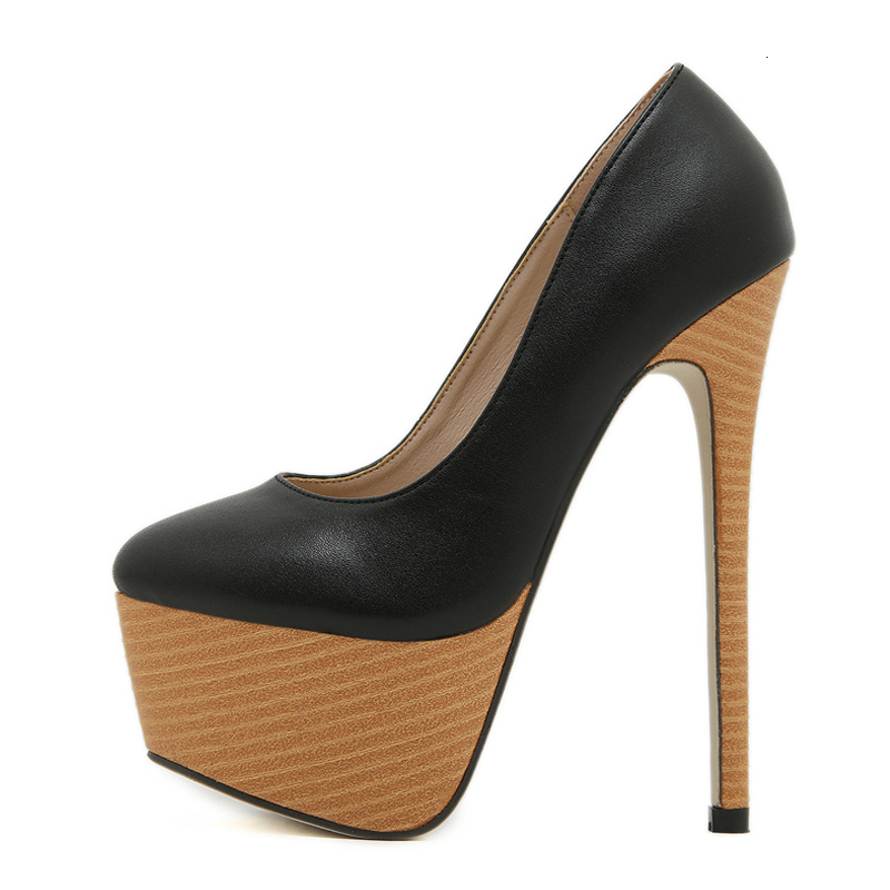 Liyke 2024 New Arrival Woodiness Platform Pumps Women Sexy Sgback Shallow Round Toe 16 Cmsuper High Heels Shoes Atos Mujer