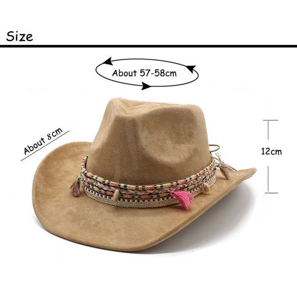 Seasonal denim hat men and women Bohemian style Cs suede 57-58cm braided ponytail tassel decoration 2023 new item W241225