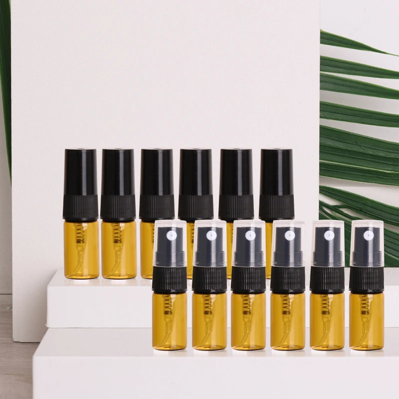 50pcs/piece Brown Glass Perfume Bottle Brown Light-Proof Spray Bottle Portable Mini Essential Oil Container Refillable Bottle 241225