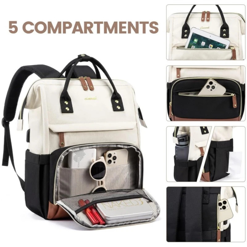Womens Waterproof Leisure Travel Backpack 15.6 inch Computer Bag With USB Port 20-35L Large Capacity School Bags for Students 241225