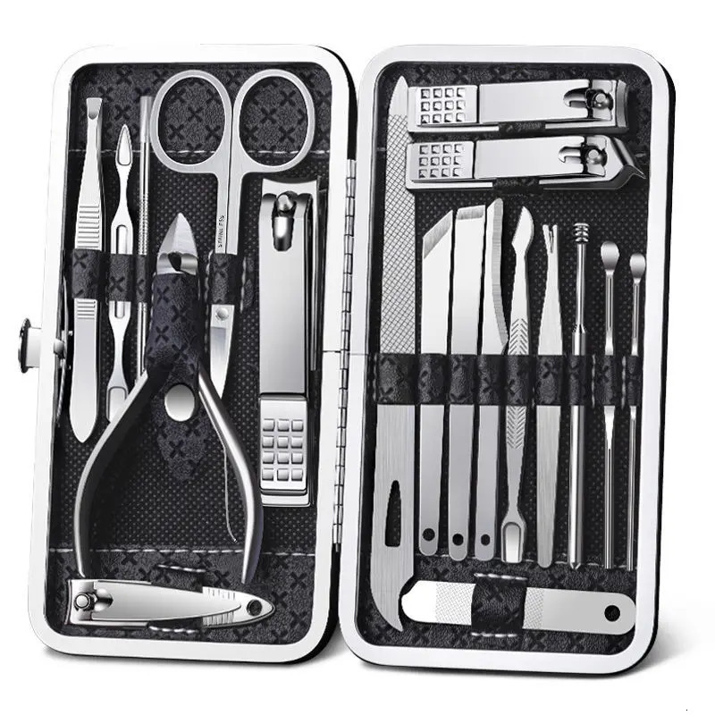 8/9/11/12/16/19Pcs Nail Clipper Sets Manicure Cutters Household Stainless Steel Earpick Pedicure Toe Nail Scissors Tools 241225
