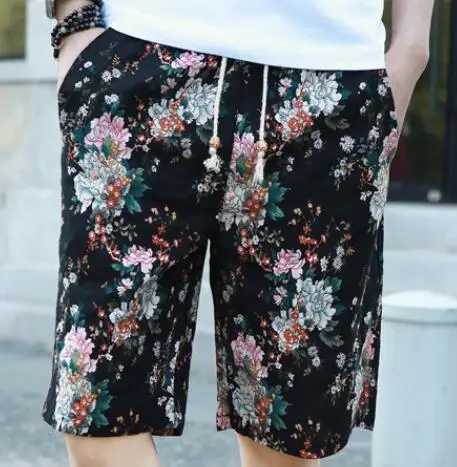 Mens beach shorts personality printing 2020 summer thin section breathable comfort casual mens linen shorts large size 5XL W241226