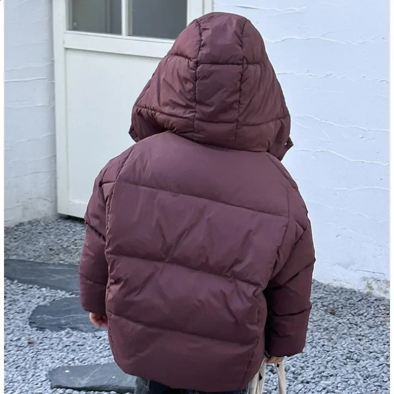 Childrens Winter Hooded Duck Down Jackets Kids Fashion Thicken Coats Baby Girs Solid Warm Outerwear Top Clothing for Teenagers 241225