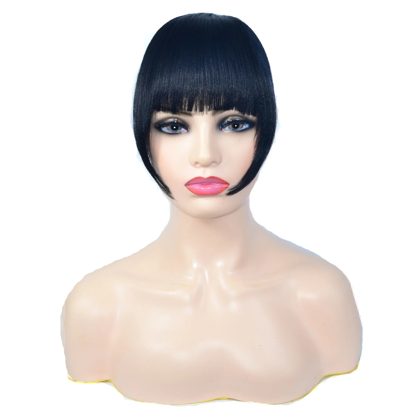 Synthetic Yaki Clip in Bangs Short Kinky Straight Hair Extensions Clip on Bangs with Temple Thick Bangs Fringe Hairpieces 241225