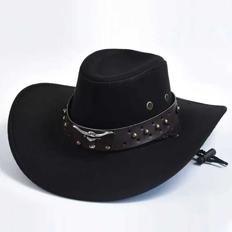 Artificial suede western cowboy hat retro big edge gentleman cowboy girl jazz hat holiday party role-playing hat W241225