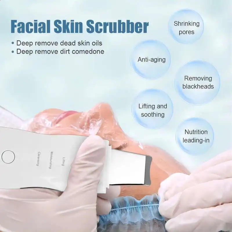 Ultrasonic Skin Scrubber Deep Vibration Spatula Shovel Cleaner Face Scrubber Peeling Black Head r Massager 241226