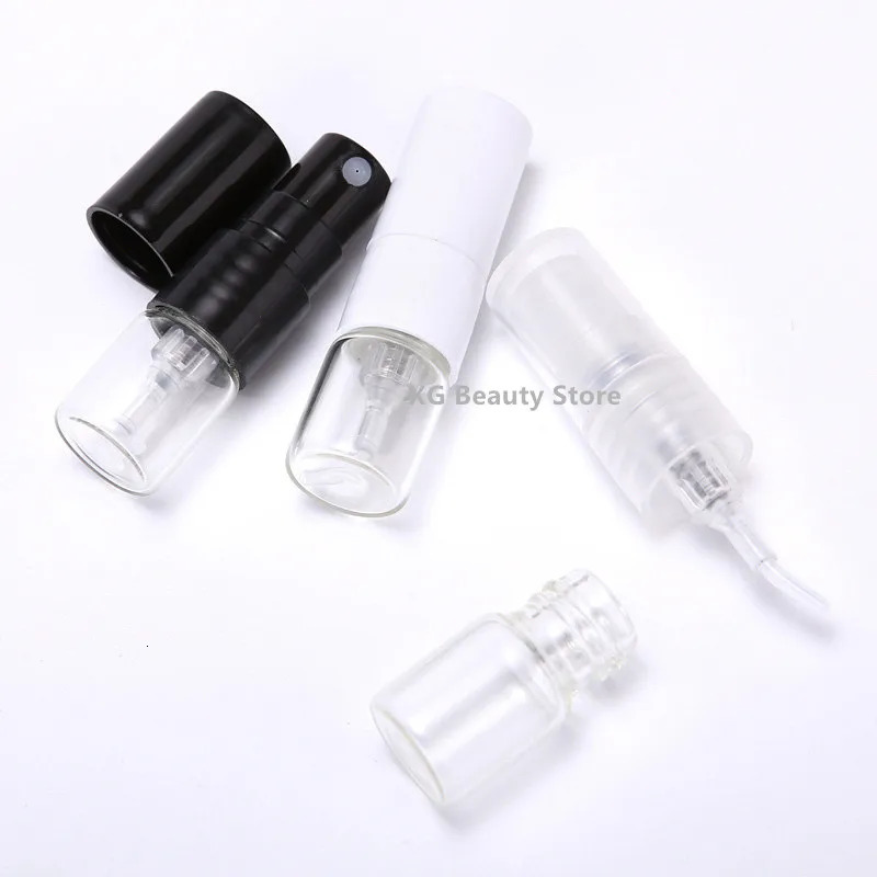 50/100/200pcs 1ML Black Portable Glass Perfume Bottle Spray Refillable Bottle Sample Dispenser Perfume Pump Travel Bottle 241225