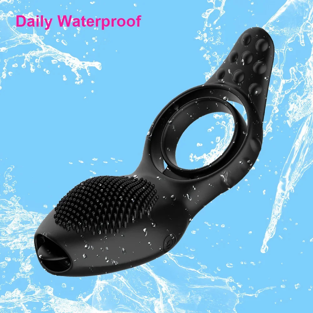 Strap On Penis Brush Vibrator For Couple Men Cock Rings Stretcher Lock Women Clitoris Licks Stimulator Anal Plug Sex Toys Adult 241226