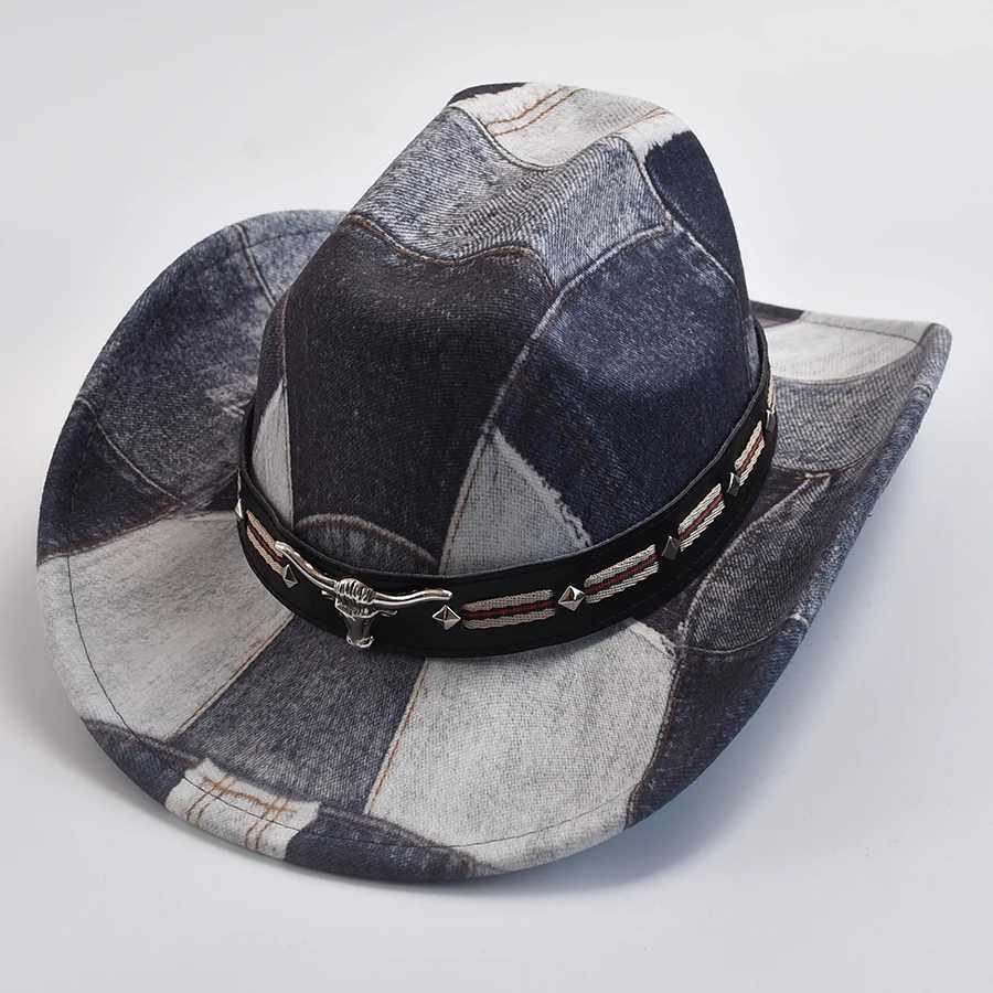 Retro Western Mens Cowboy Hat 8CM Wide Brim Gentlemens Jazz Hat Panama Cowboy Hat Sombrero Hombre Cs W241225