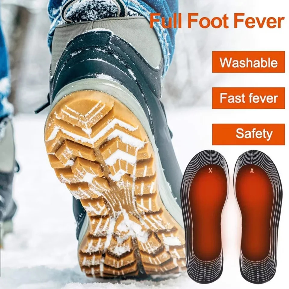 Usb Heated Shoe Insoles for Men Women Winter Outdoor Skiing Feet Warmer Shoes Pad Battery Electric Heating Thermal Insoles 241226