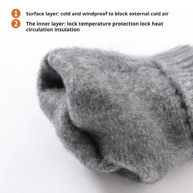 Mens and womens gloves winter fleece thickened alpaca knitted wool cycling mobile phone tablet touch screen gloves 241226