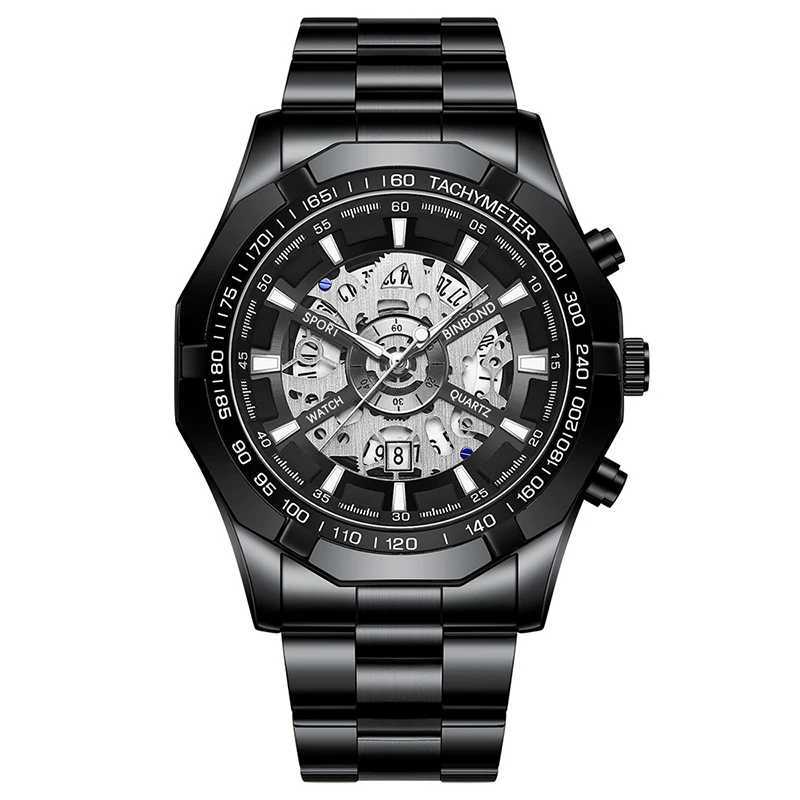 New Arrival UTHAI mens watch light luxury business hollow luminous pointer waterproof stainless steel metal strap quartz watch H169 Z241226