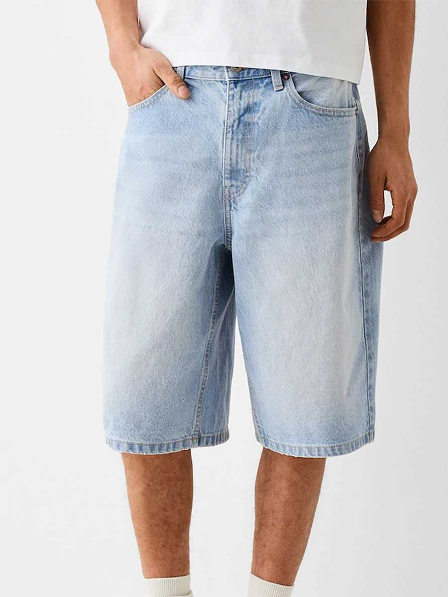 Mens denim shorts with zipper buttons summer casual shorts with pockets mens fashionable shorts streetwear Y2K 00s W241226