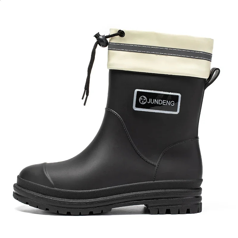 Mid-tube Rain Boots for Women Fashionable Water Shoes for Outer Wear Non-slip Adult Rain Boots Camping Fishing Shoes 241226