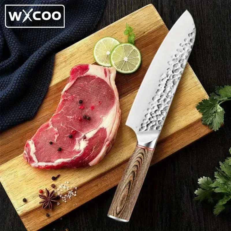 1 stainless steel forging knife Santoku knife kitchen baking knife household vegetable and fruit knife professional butcher knife 241225