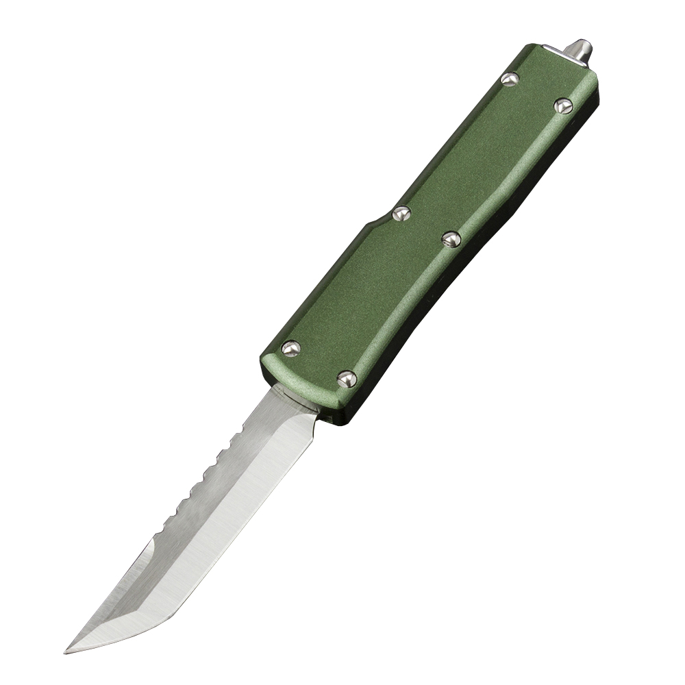 High End Small Tactical Knife D2 Satin Blade CNC Green Aviation Aluminum Handle Outdoor Mini EDC Pocket Knives with Nylon Bag