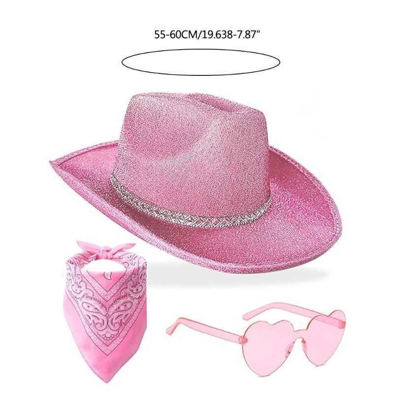 Sparkling denim hat Bandana sunglasses womens music festival Dr Up costume singles party props W241225