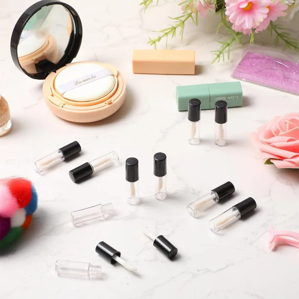 100PCS 1.2ML Empty Clear Mini Lip Gloss Tube Mini Refillable Lip Balm Bottles with Rubber Inserts for DIY Makeup Containers 241225