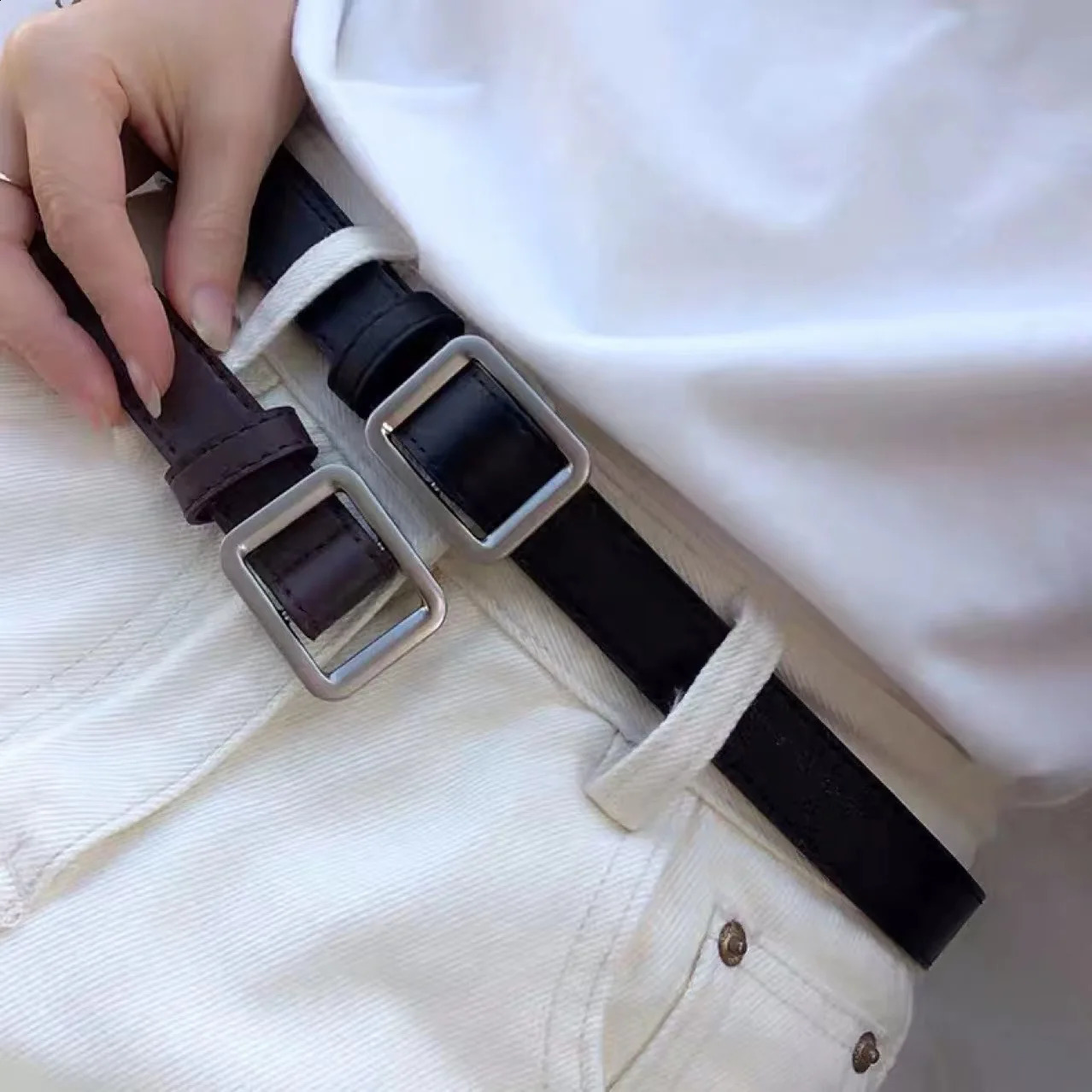 Vintage Pinless Buckle Belts for Men Women Casual Clothing Accessories Fashion Adult Black PU Leather Female Y2k Belt for Jeans 241226
