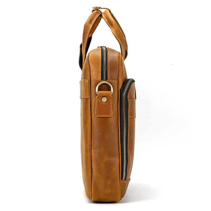 Crazy Horse Genuine Leather Briefcase For Man 16 inch PC Cow Leather Male Messenger Shoulder Bags Laptop Business Office Handbag 241225