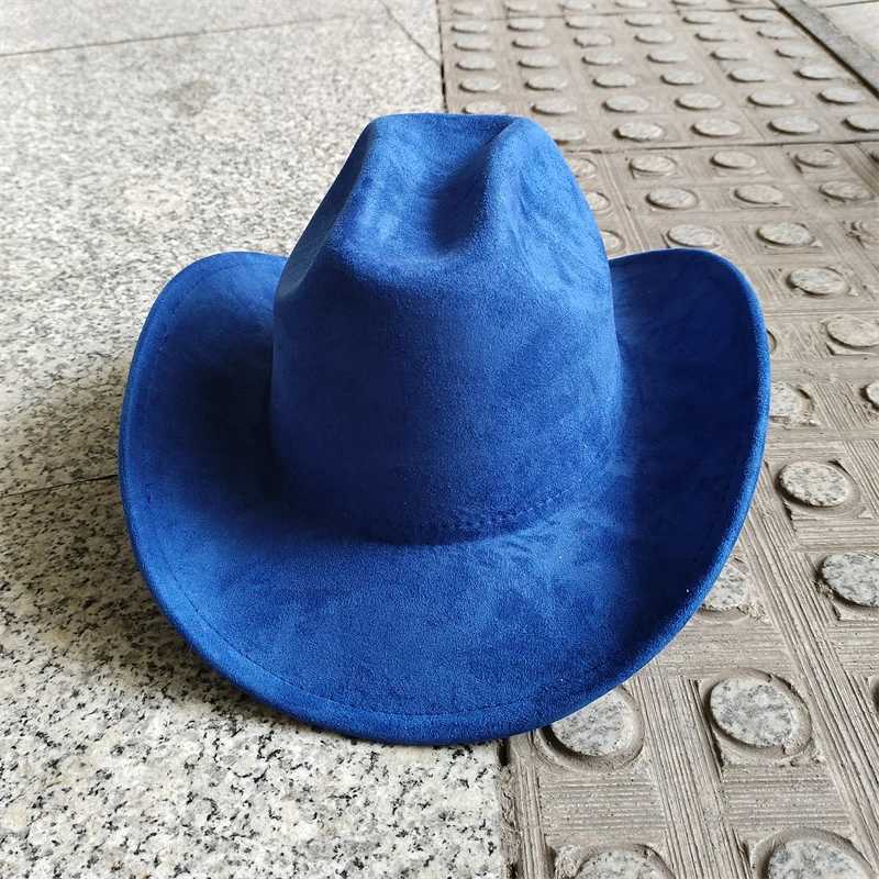 Suede Cowboy Hat Mens Automatic Winter Double Concave New Western Cowboy Hat Solid Retro Hat Wholesale Sombrero Vaquero Mujer W241225