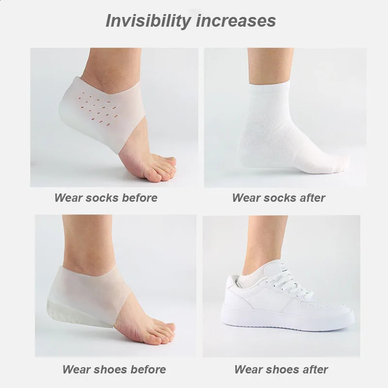 1 Pair Height Increase Insole Invisible Inner Wearable shoepad Men Women Silicone gel Insole Foot Massager Care Tools 241226