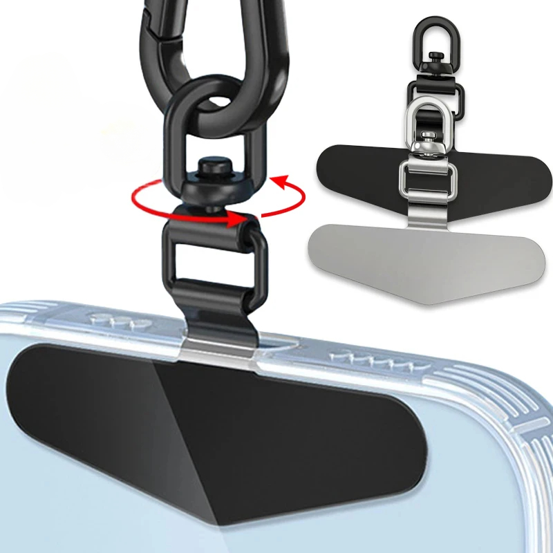 Upgrated 360 Rotatable Stainless Steel Phone Tether Tab Metal Patch Gasket Cellphone Lanyard Safety Connecter Piece