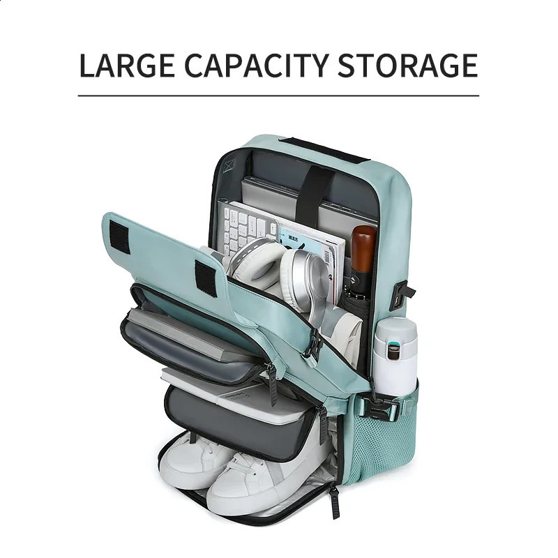 Woman travel backpackwaterproof 16 inch Business Laptop Backpack with Shoe Bag Hidden USB charging port Hiking camping backpack 241226