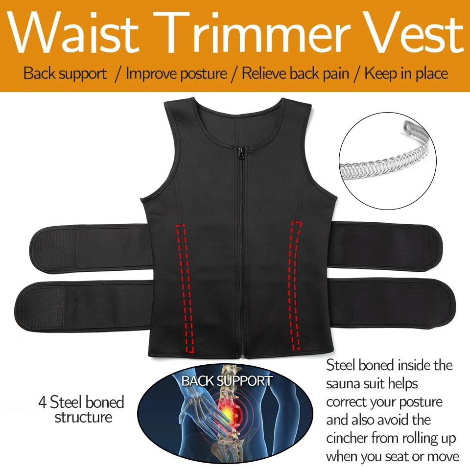 Men Body Shaper Waist Trainer Vest Slimming Shirt Sauna Sweat Vest Compression Undershirt Shapewear Fat Workout Tank Tops 241225