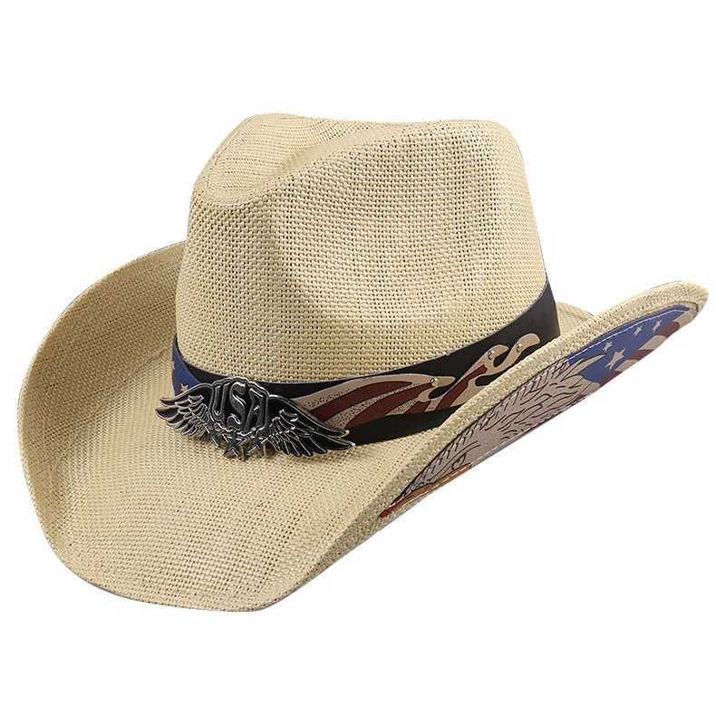 New retro western mens denim hat Panama Str sun hat elegant denim girl jazz C Sombrero Hombre W241225