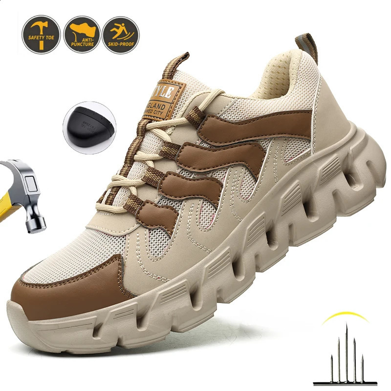 Safety Shoes For Women Men Anti-smash Anti Puncture Work Sneakers Non Slip Steel Toe Shoes Platform Sneakers Protective Shoes 241226