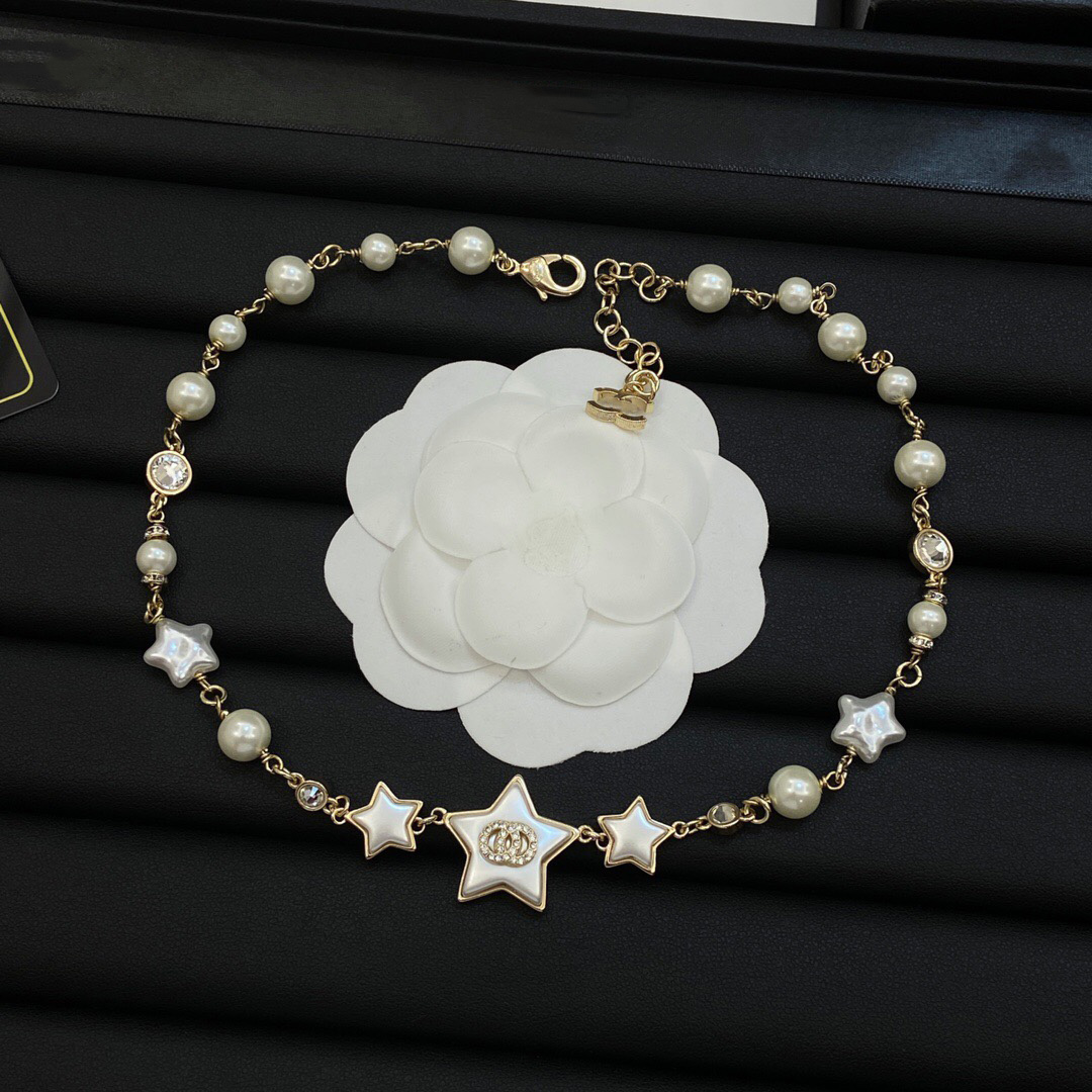 Star Pendant with Pearls, Shells, and Zirconia - Pure Copper Fashion Necklace Collection For Women