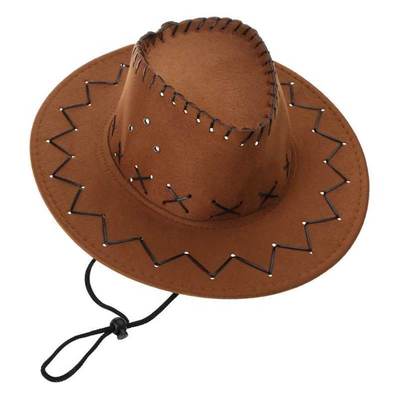652F Simple Neutral Childrens Cowboy Hat Fashion Suede Western Cowboy Hat Role Playing Hat W241225