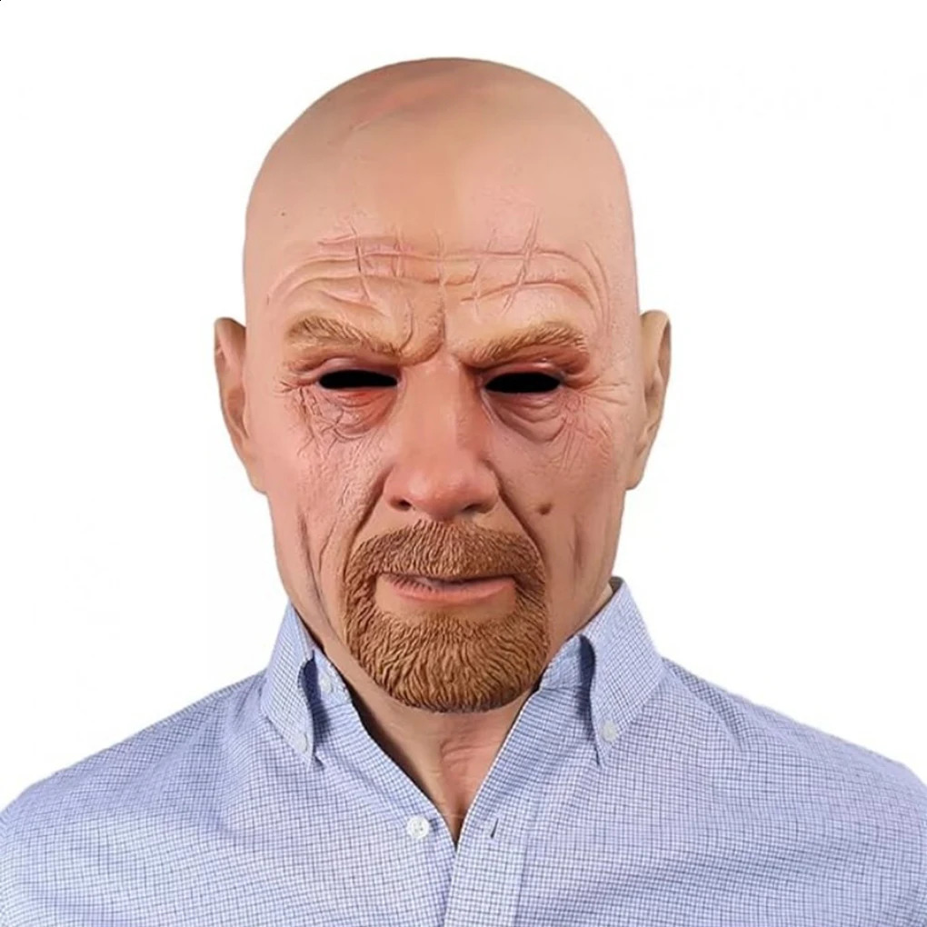 Scary Headgear Full Face Upper Body Party Prop Mr. white Adults 3D Simulation Latex Halloween Handsome Man Spoof Funny Mask 241225