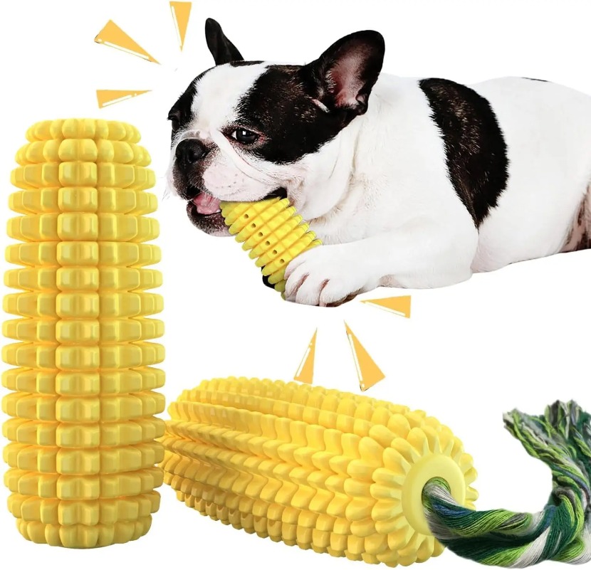 Chew Puppy Toothbrush Clean Teeth Interactive Corn Dog Toys Aggressive Chewers Meduium Large Breed