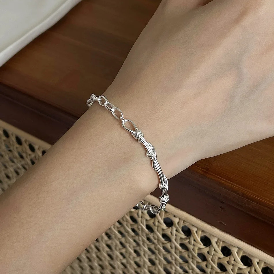 asymmetry Bracelet 925 Sterling silver Multilayer Twist Oval Chain Bracelet Adjust Jewelry C-A297 241220