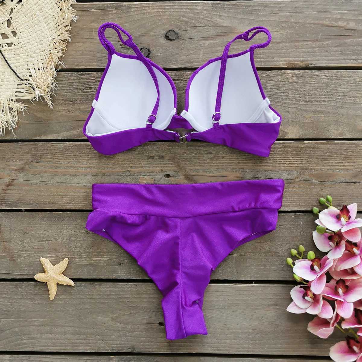 Cheap push up bikini womens swimsuit solid apron womens swimsuit retro womens swimsuit high waisted Biquini swimsuitW241225