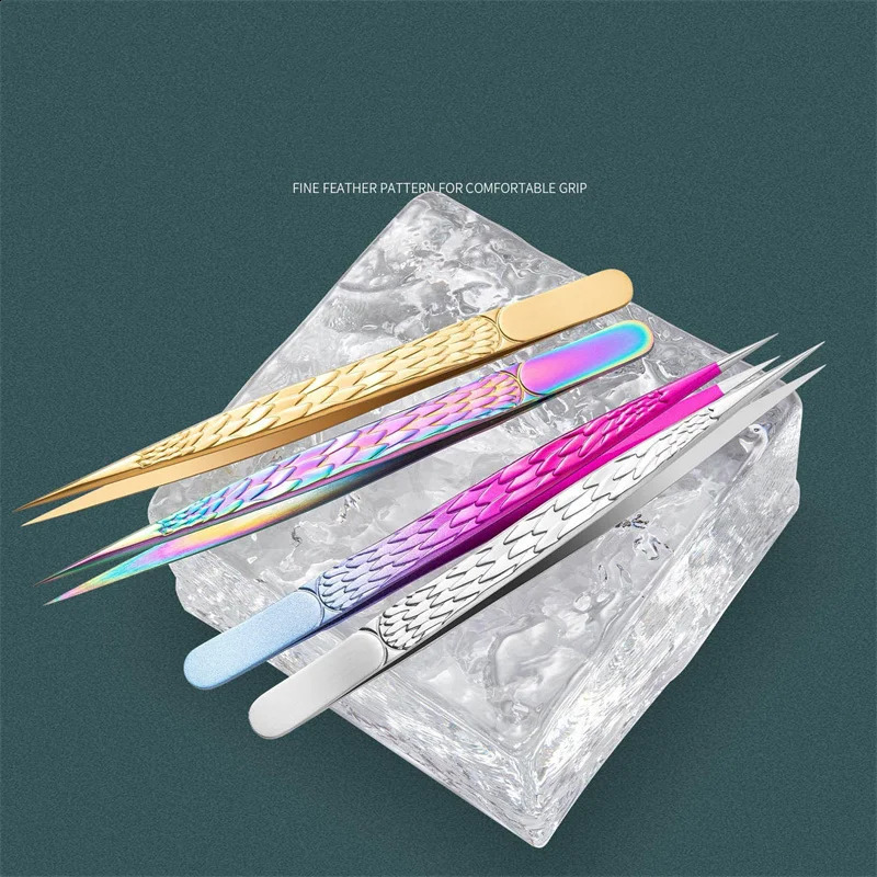 4PCS False Lash Tweezers Set For Eyelashes Extensions Supplies Stainless Eyebrow Clip Tongs Professional Nail Art Makeup Tools 241223